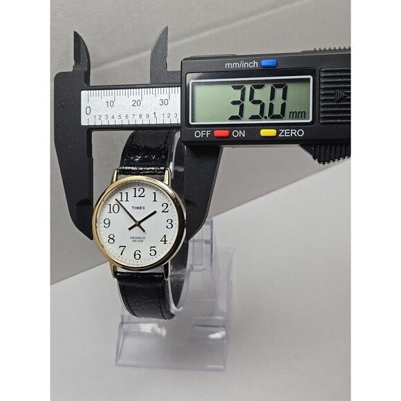Timex Easy Reader Indiglo Gold Tone 35mm Quartz Watch Black New Battery WR 30M - Picture 5 of 13